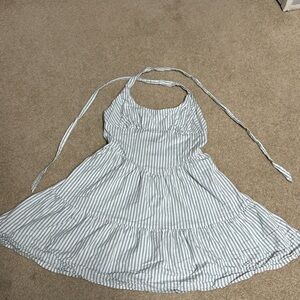 Wild Fable Blue and White Ruffled Halter Sundress